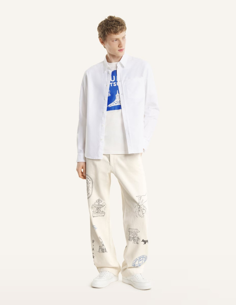 Maison Kitsuné MAISON KITSUNE x KURO HANDWRITTEN POSTCARD TROUSER outlook