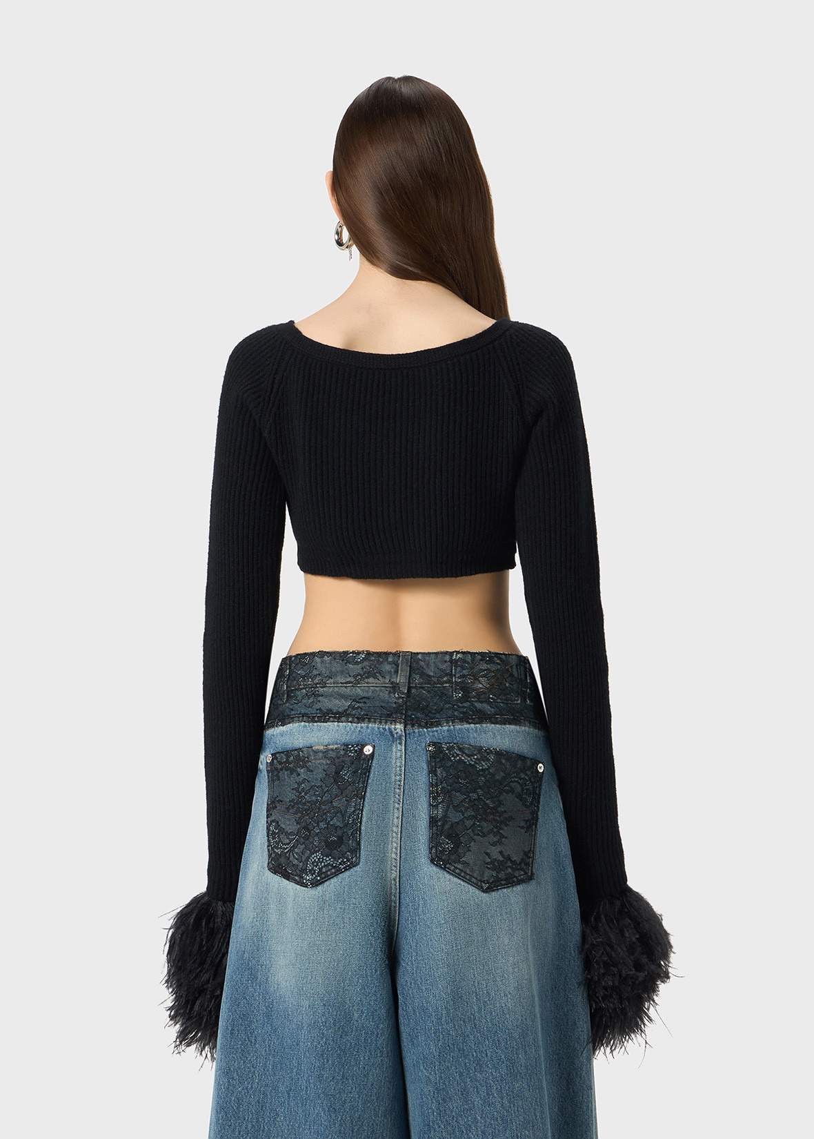 WOOL CARDIGAN WITH FEATHERS - 4