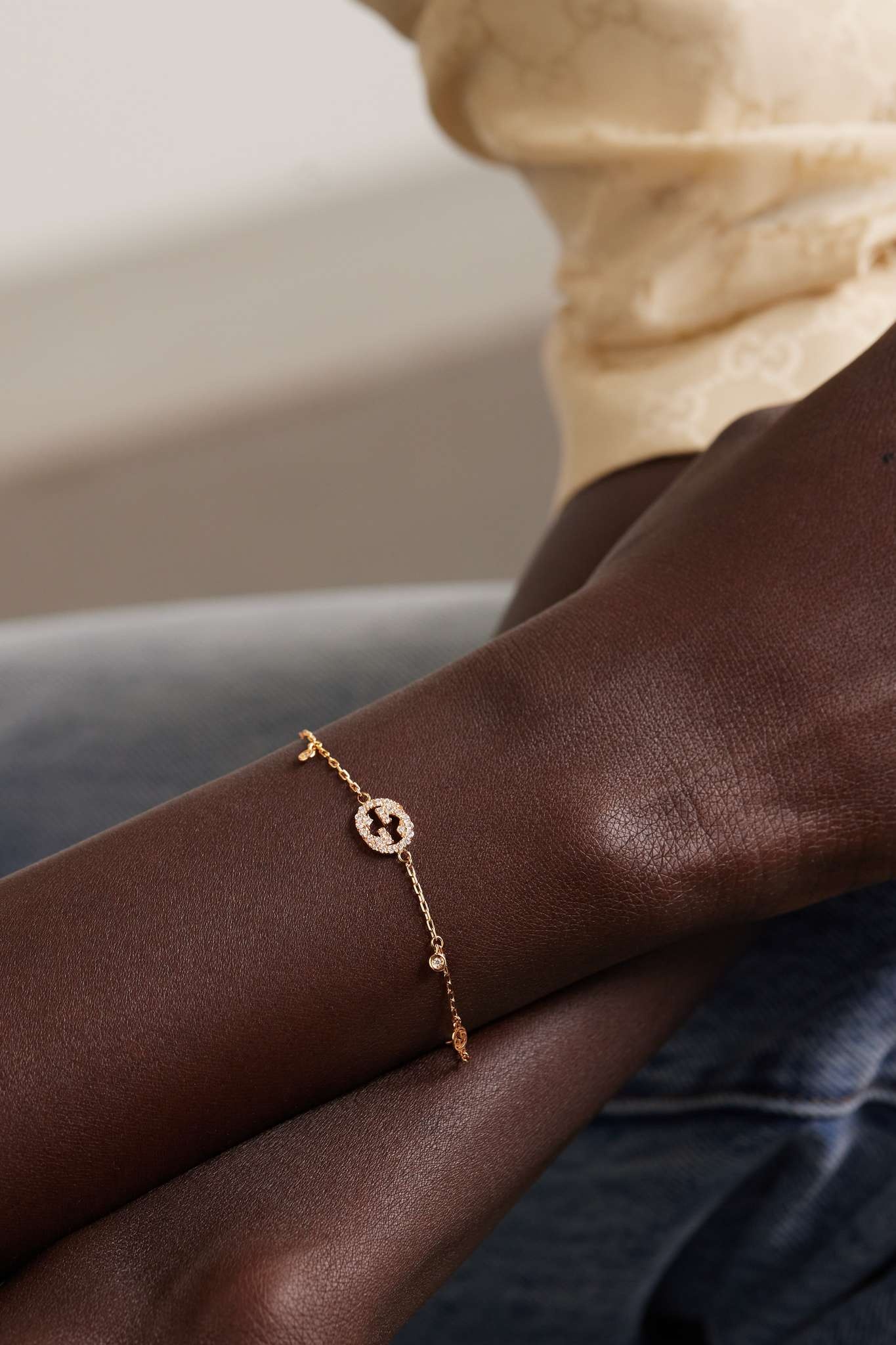 Interlocking G 18-karat rose gold diamond bracelet - 2