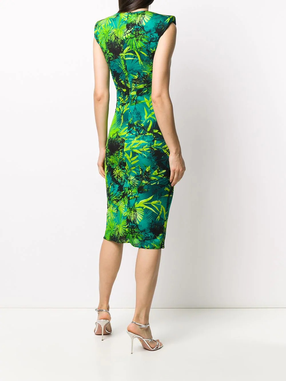 Jungle print ruched sleeveless dress - 4