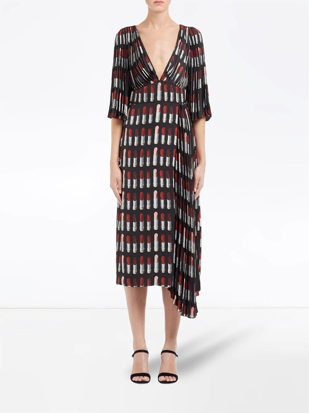 lipstick print twill dress - 2