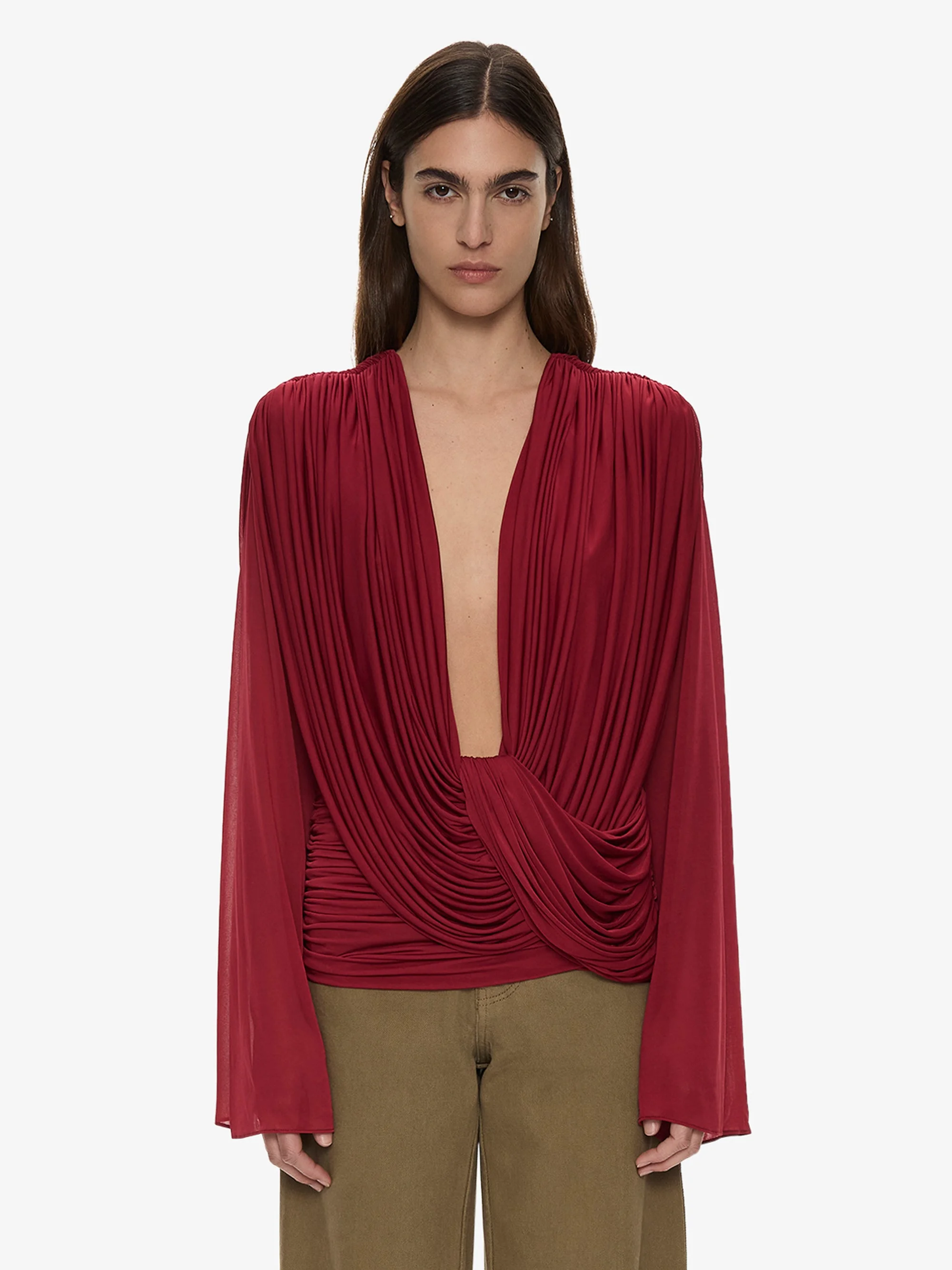 Ripple Drape Long Sleeve Top - 1