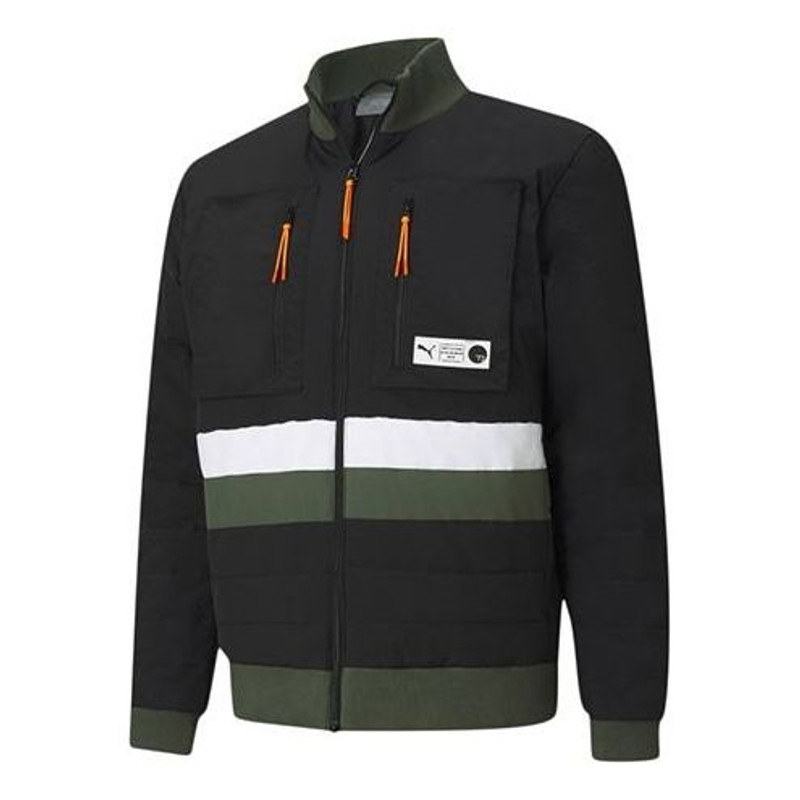 PUMA Parquet Quilted Puffer Basketball Winter Jacket 'Black Green' 599940-02 - 1