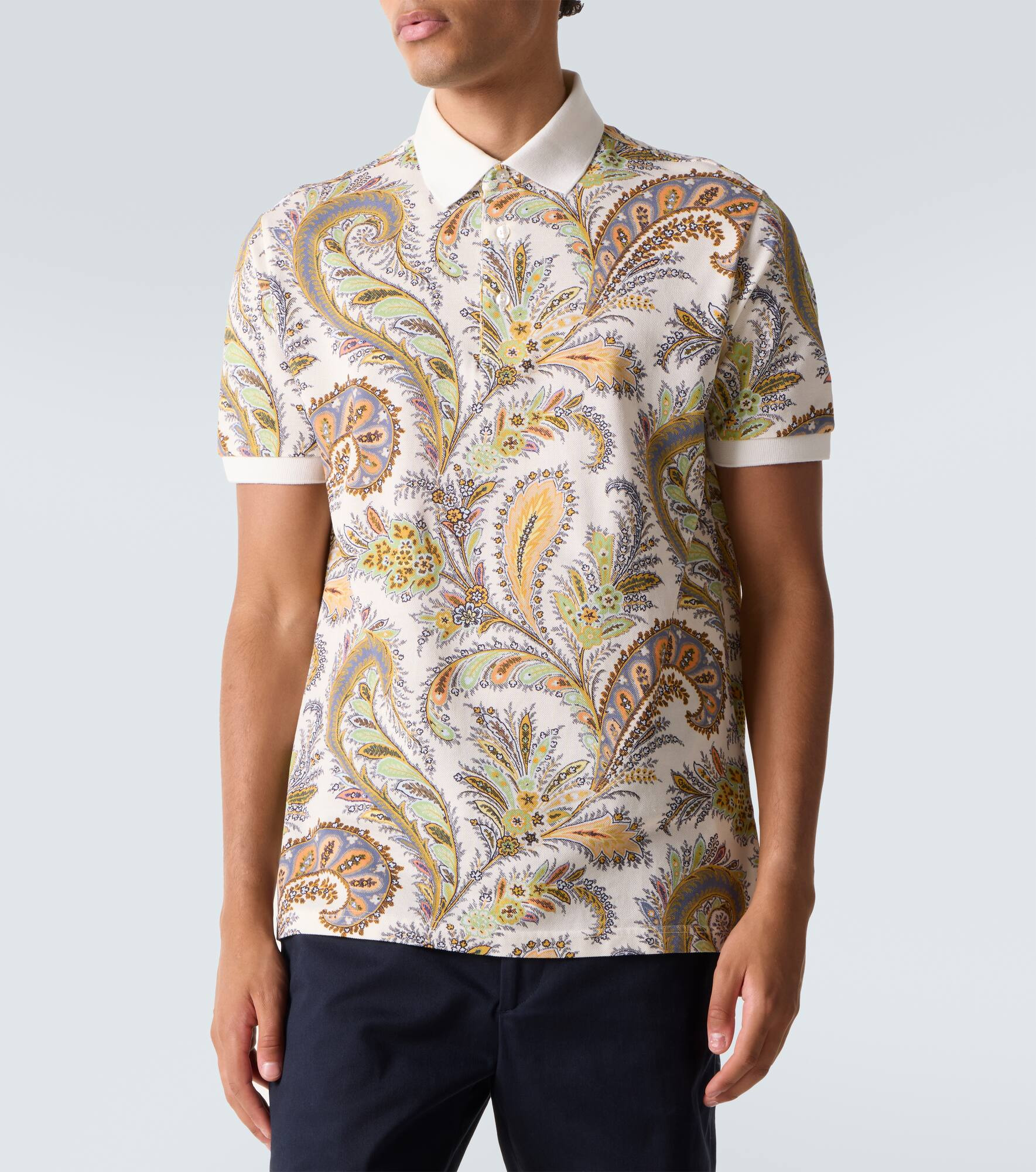 Paisley cotton piqué polo shirt - 3