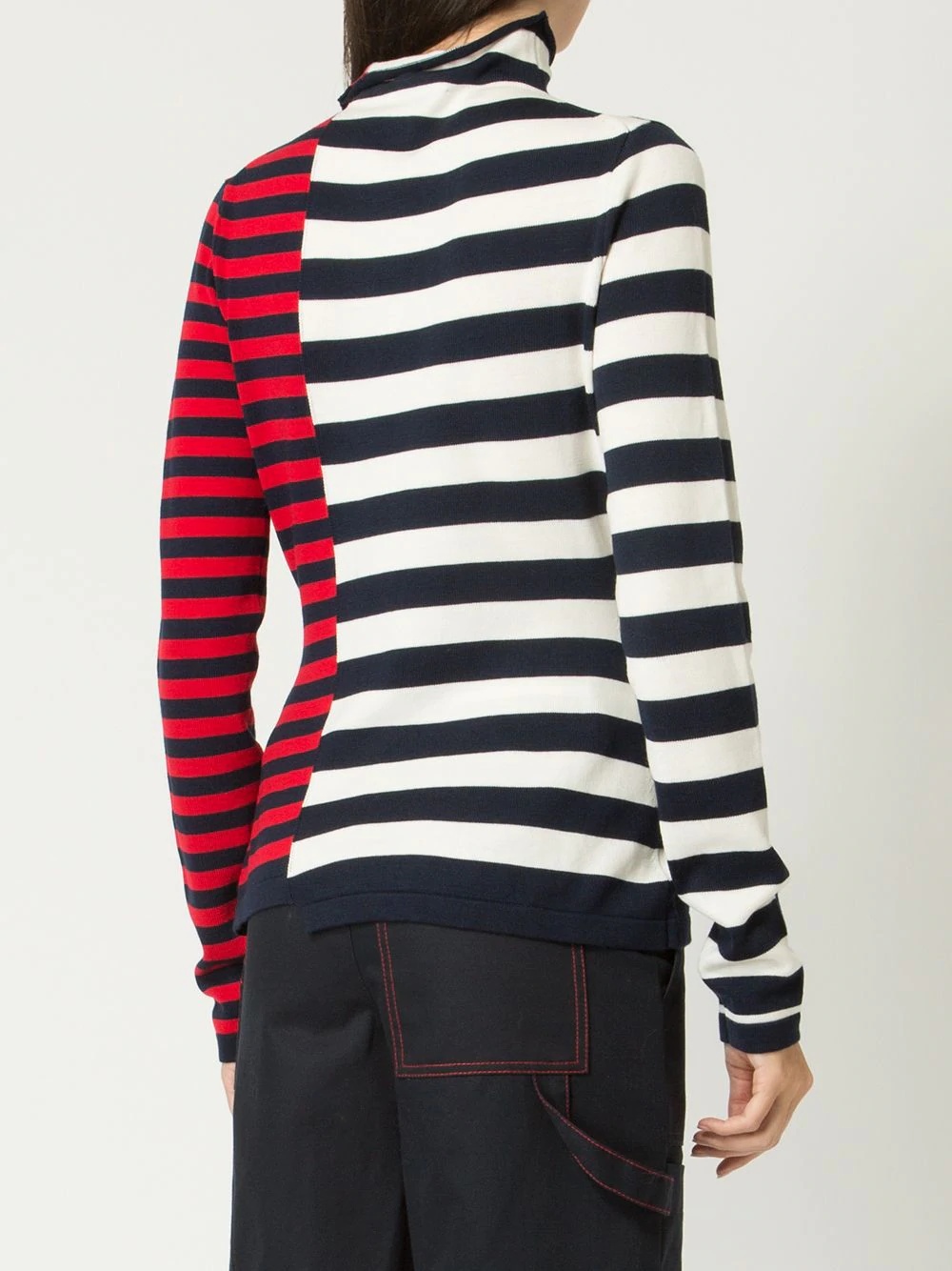 striped half & half ruffle jumper - 4