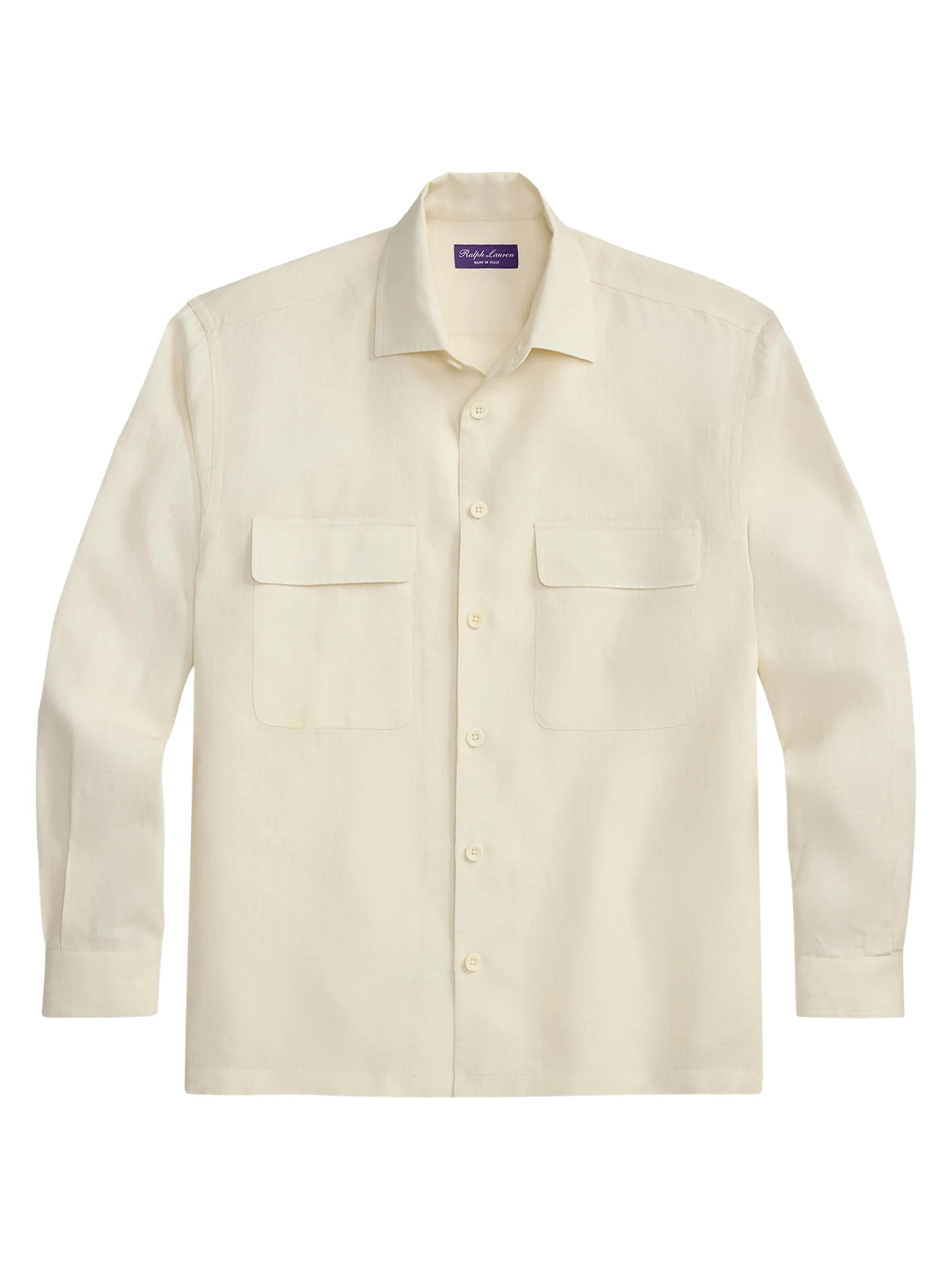 Men's Windowpane Linen Relaxed-Fit Shirt - Classic Cream - 1