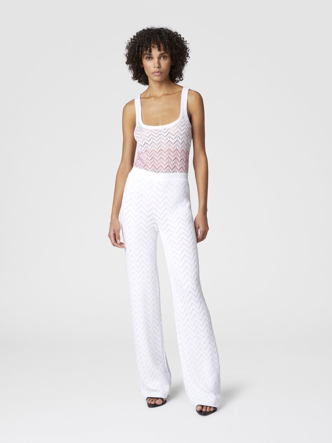 Tonal chevron pattern straight trousers - 2