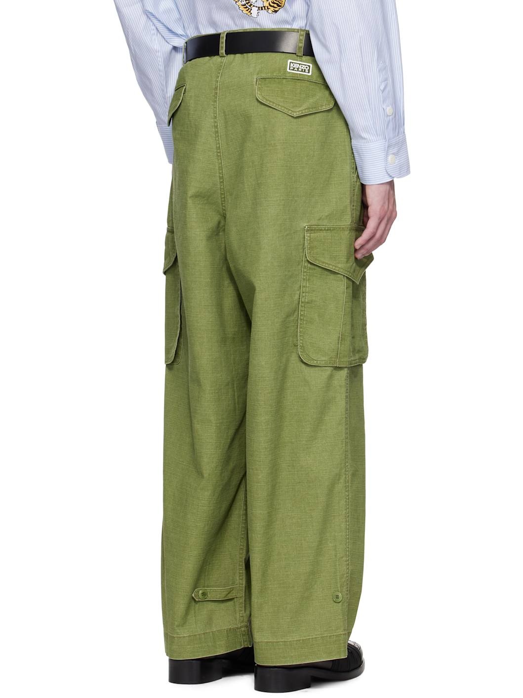 Khaki Kenzo Paris Adjustable Cargo Pants - 3