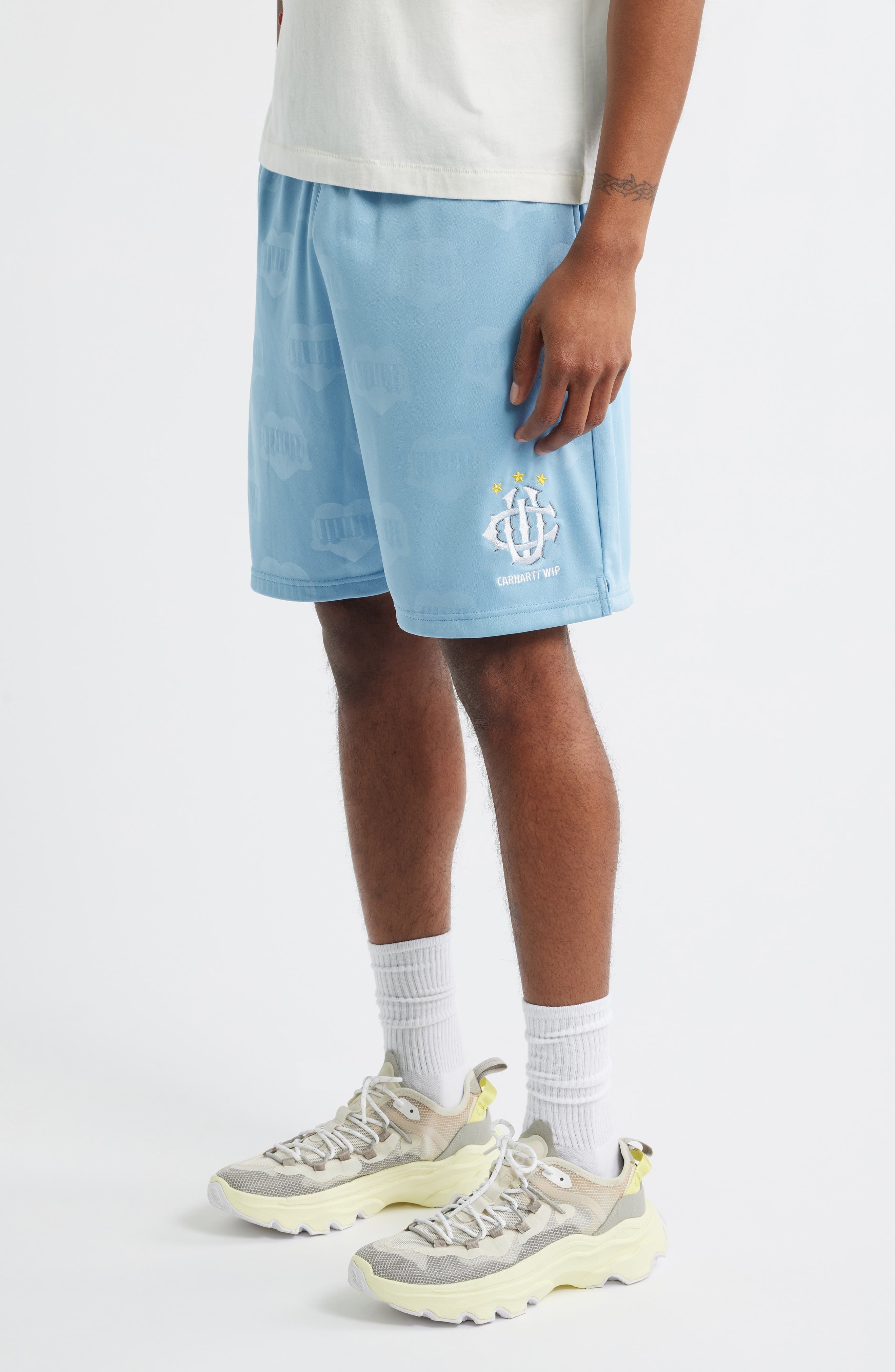 Carhartt Work In Progress Hartts Jacquard Football Shorts in Heart Train Jacquard Bluebird at Nordst - 3