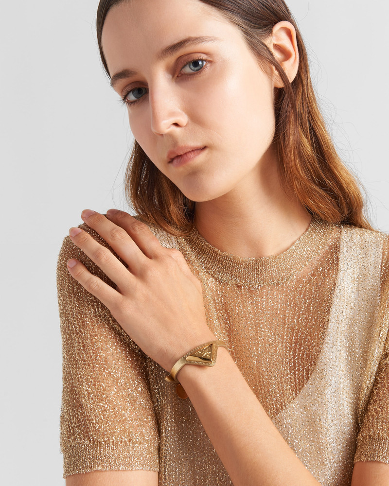 Prada Saffiano leather and metal bracelet outlook