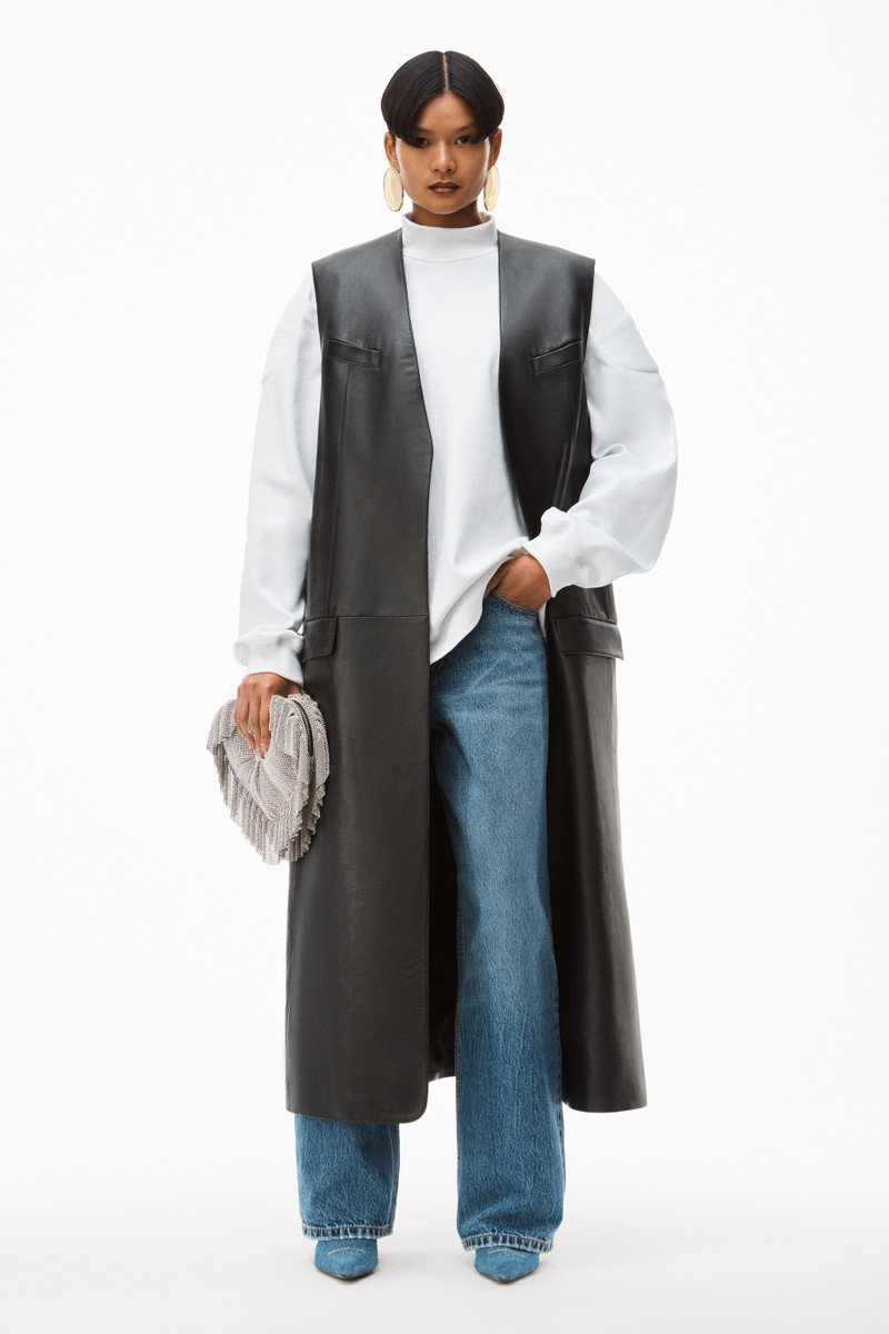 Alexander Wang SLEEVELESS TAILORED COAT IN MOTO LEATHER outlook