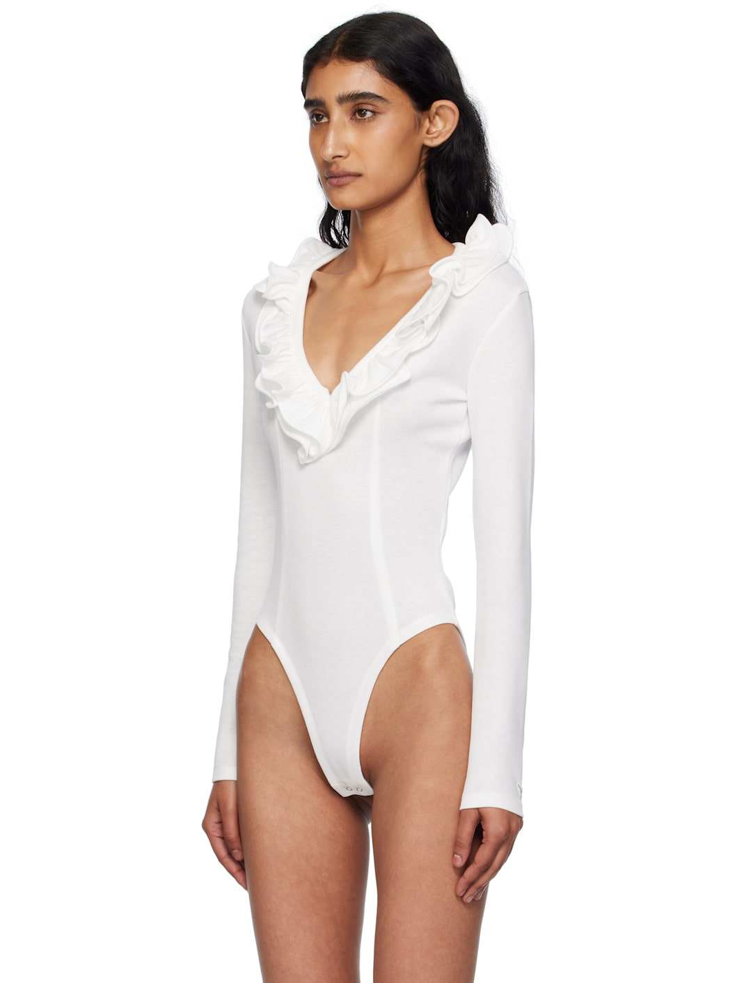 White Ruffle Bodysuit - 4