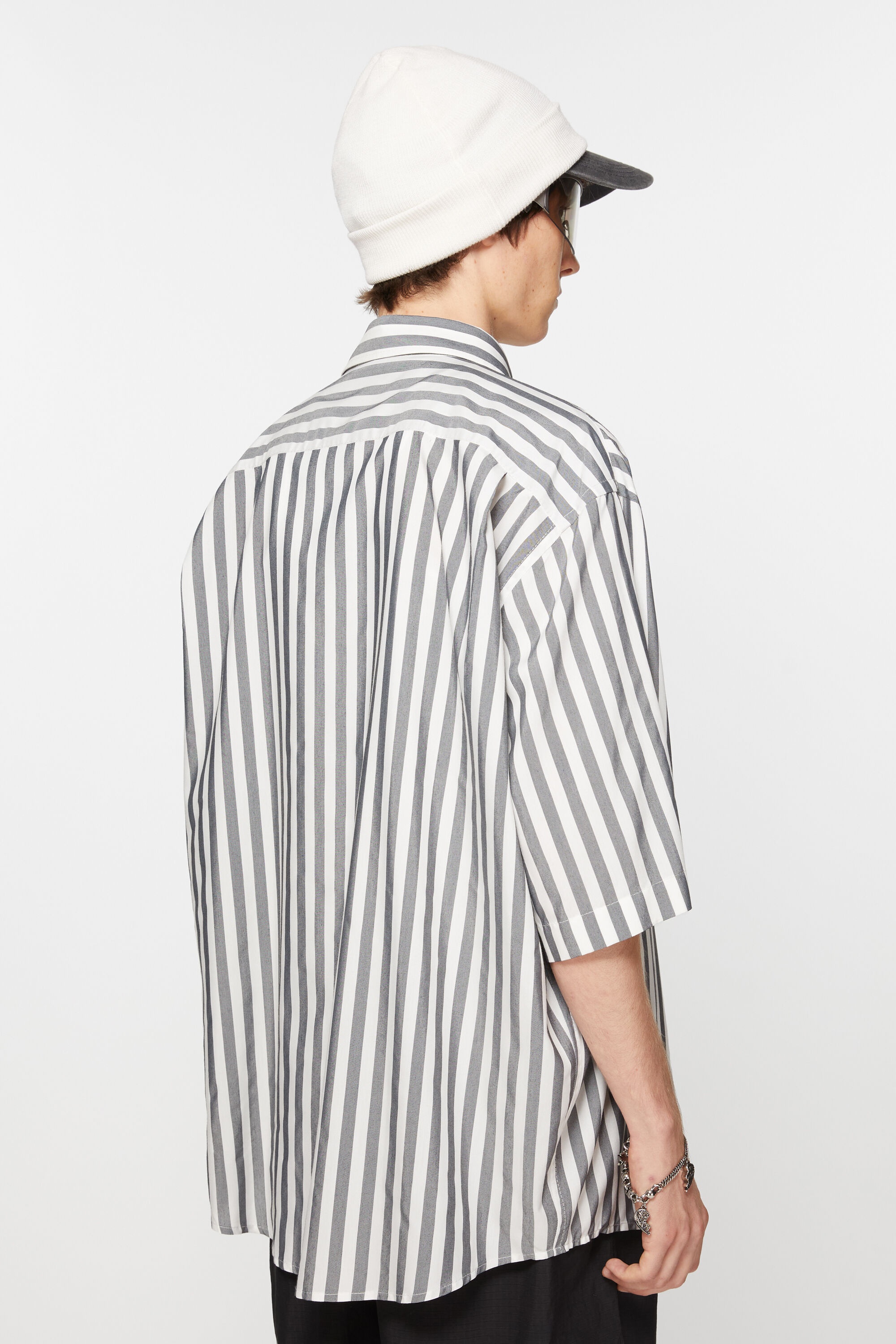 Stripe button-up shirt - Black/white - 3