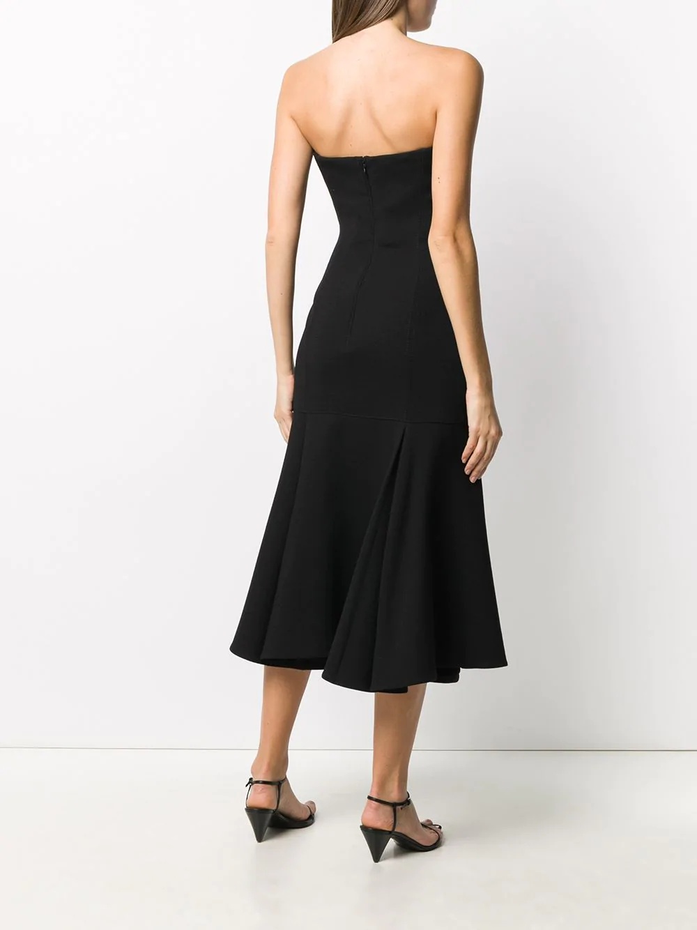 strapless godet dress - 4