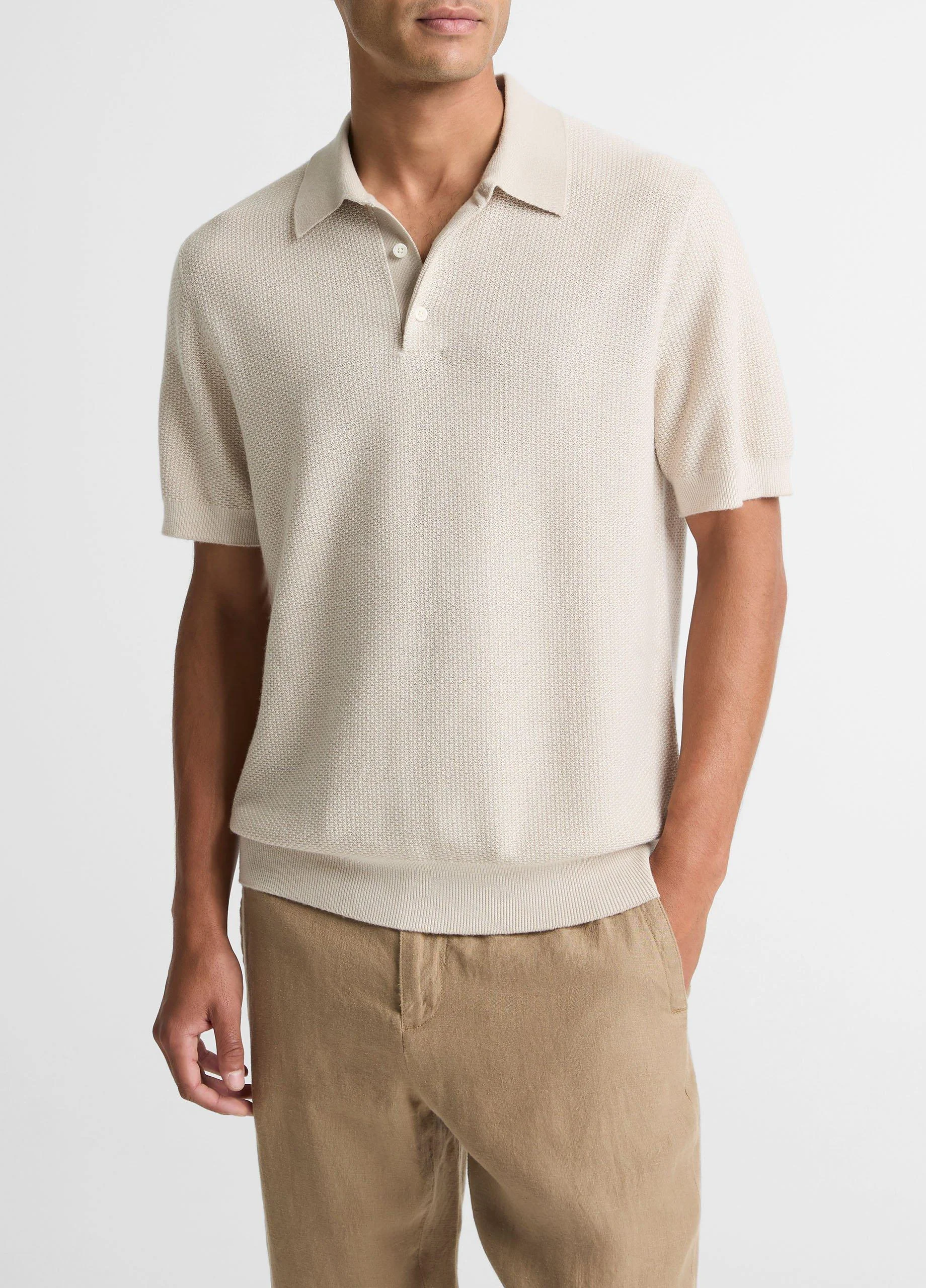 Geo-Jacquard Wool-Blend Blend Polo Sweater - 1