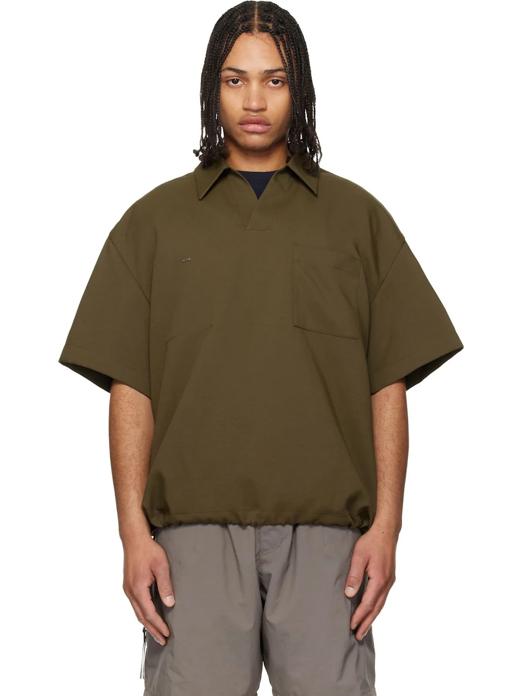 Khaki Twill Patch Pocket Polo - 1