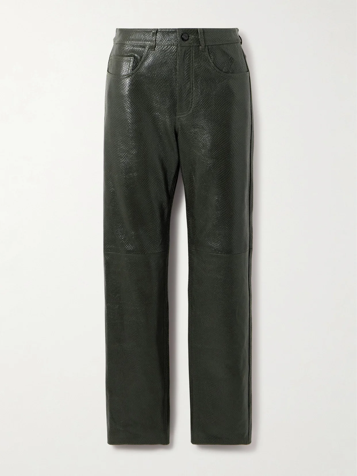 Emera Snake-effect Leather Straight-leg Pants - 1