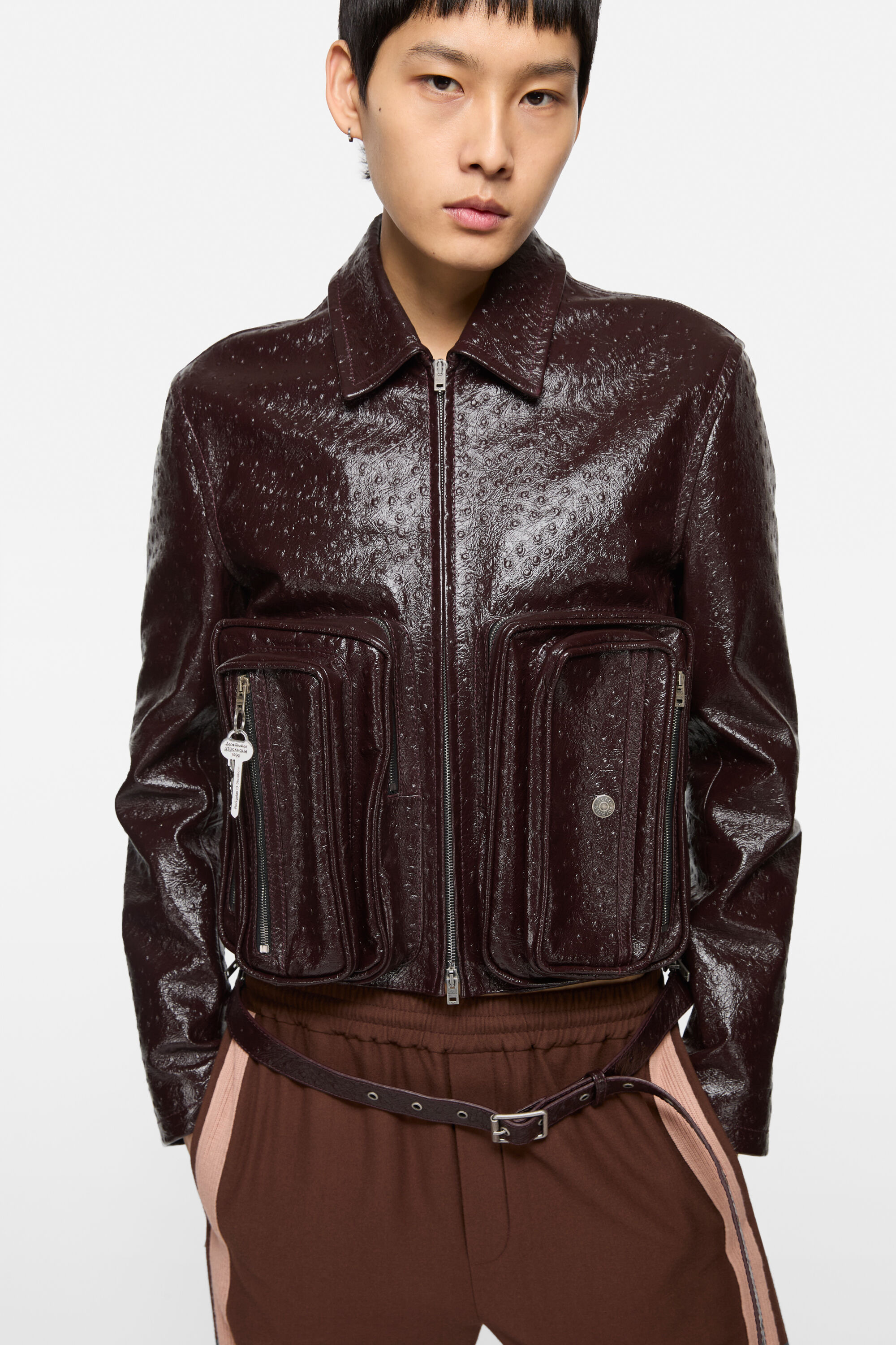 Leather jacket - Burgundy - 4
