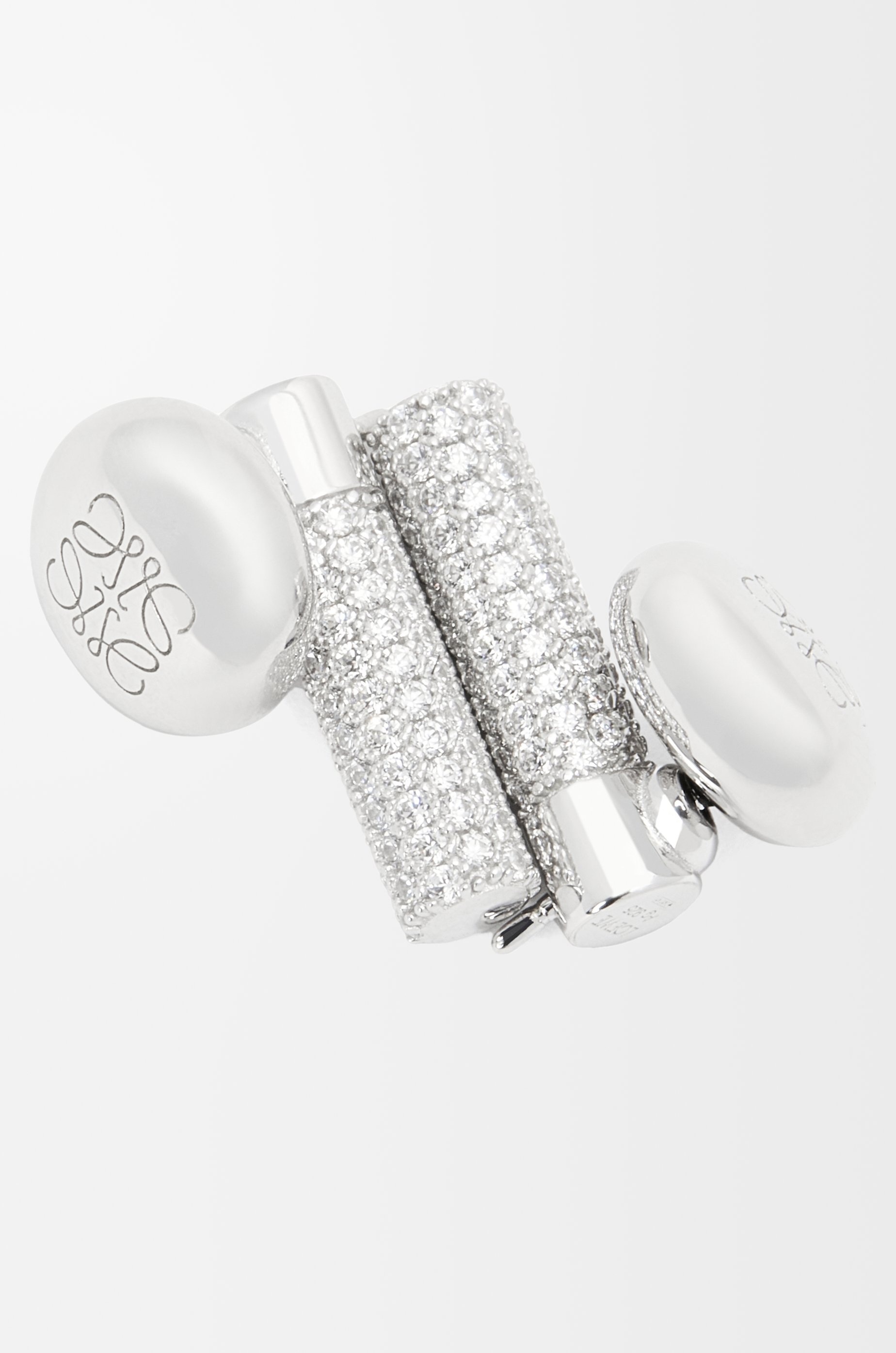 Pebble stud earrings in sterling silver and crystals - 2