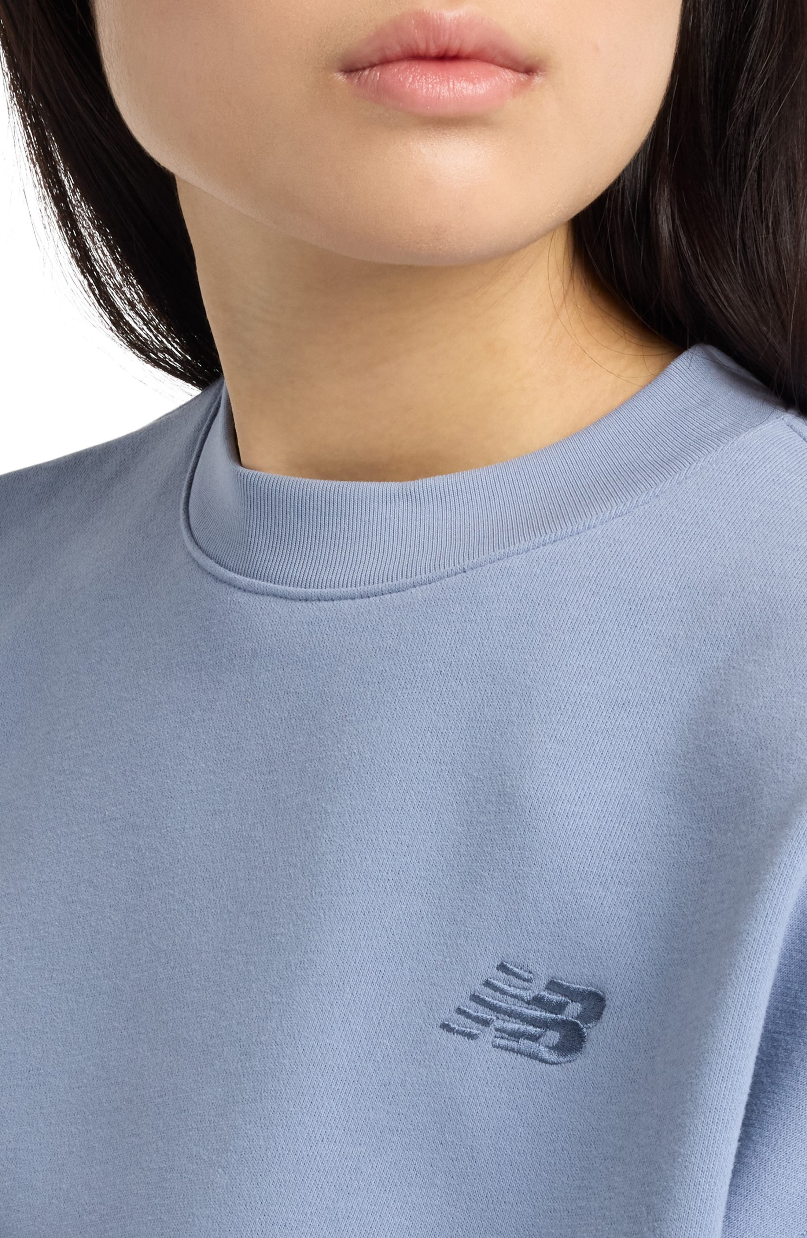 New Balance Coastal Fleece Oversize Crop Crewneck Sweatshirt in Dusk Shower at Nordstrom - 8