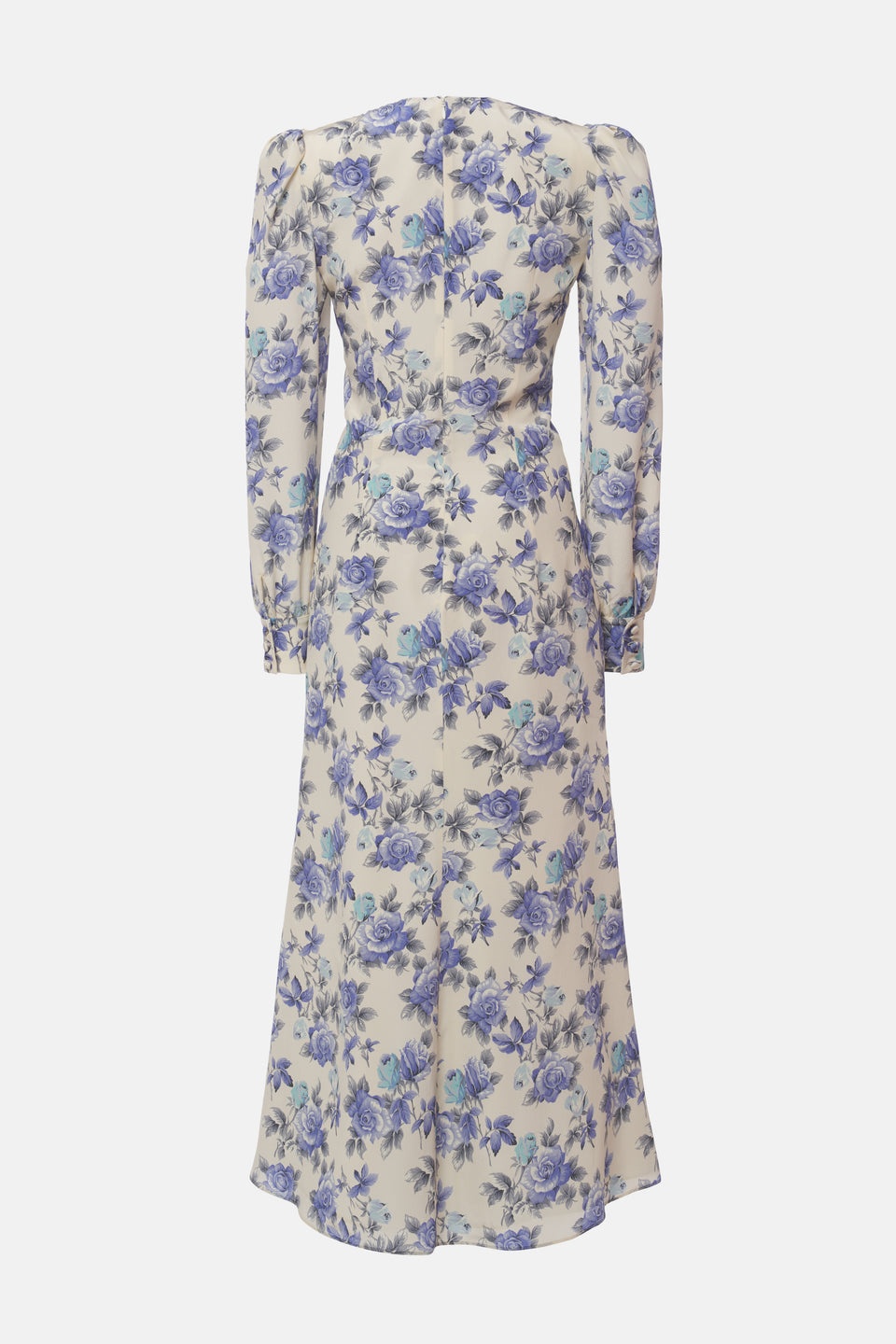 ROSE PRINT SILK DRAPED DRESS WITH JWL BUTTONS - 2
