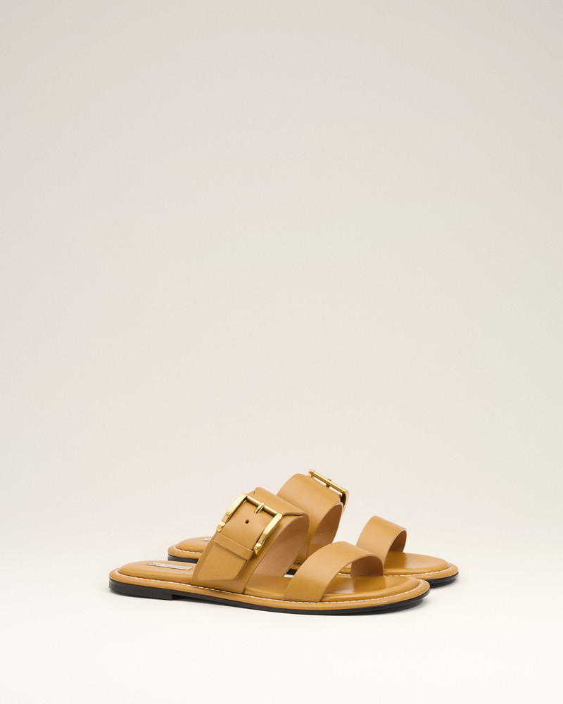YELLOW COW LEATHER BUCKLE SANDALS 3