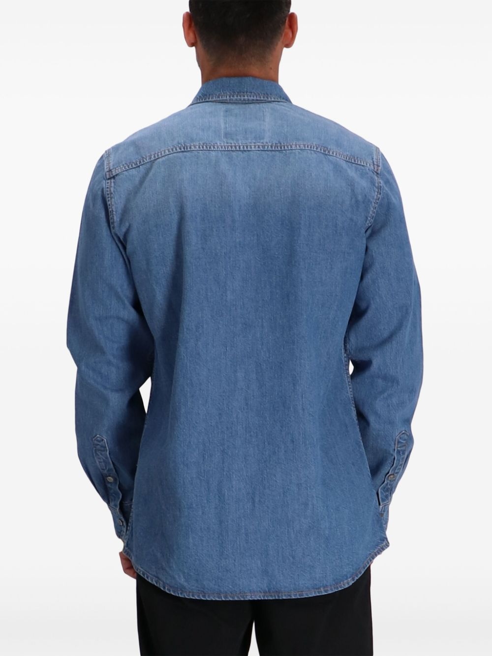 embroidered-logo denim shirt - 4