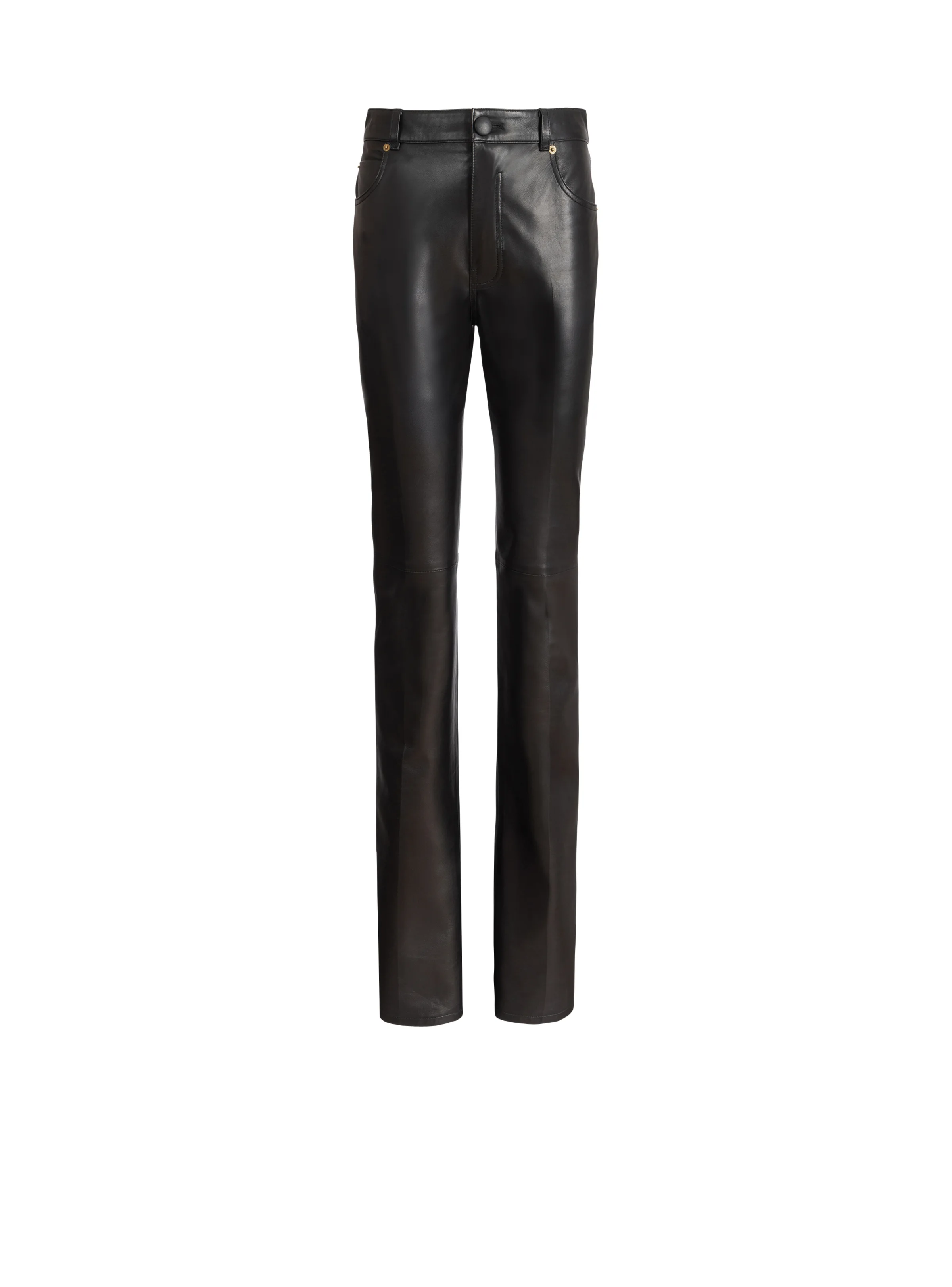 Leather high-waisted trousers - 1