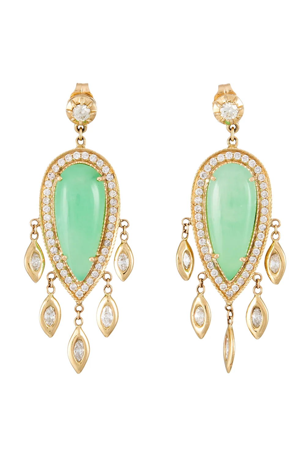 Chrysoprase Teardrop Earrings - 1