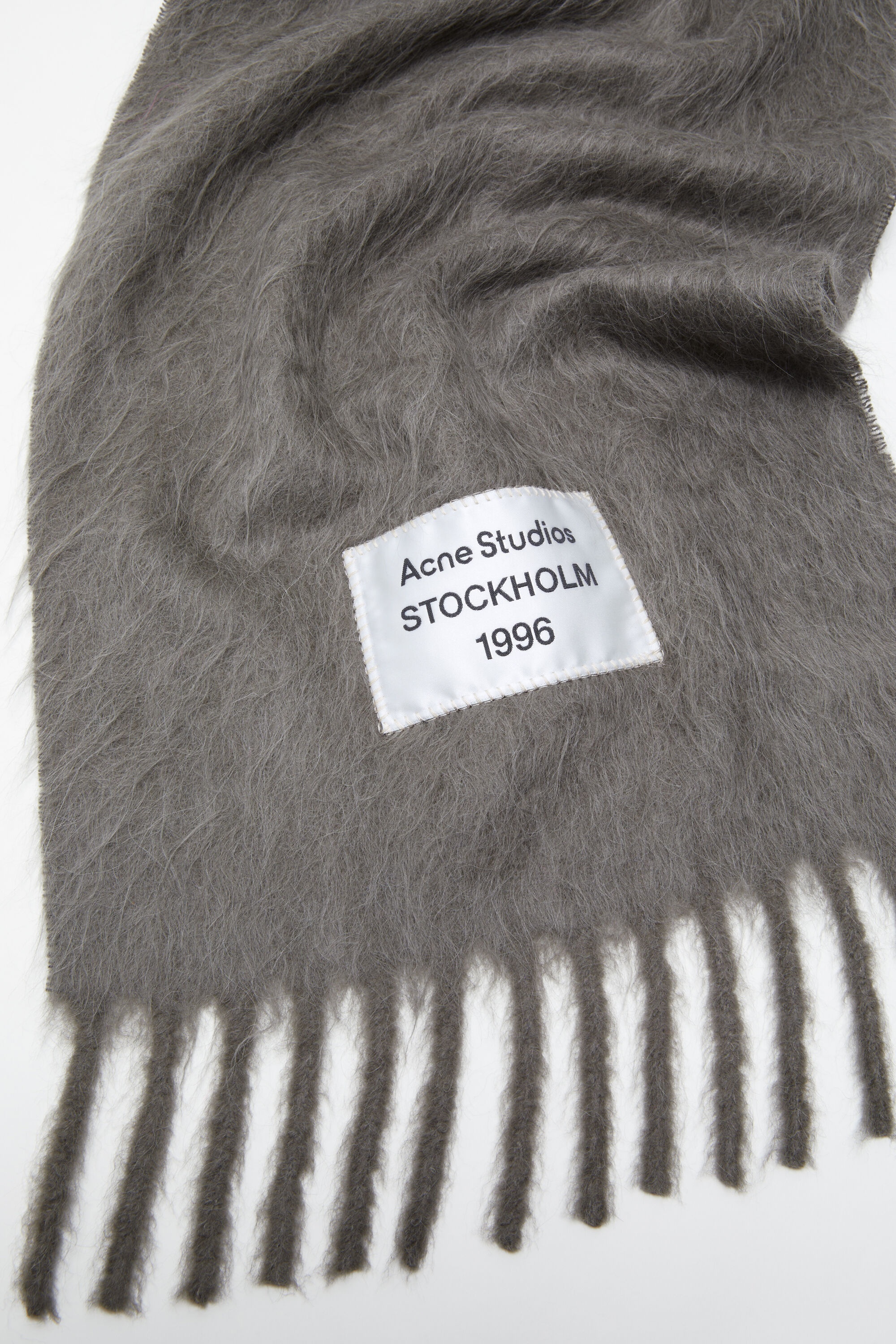 Fringe alpaca scarf - Grey - 4
