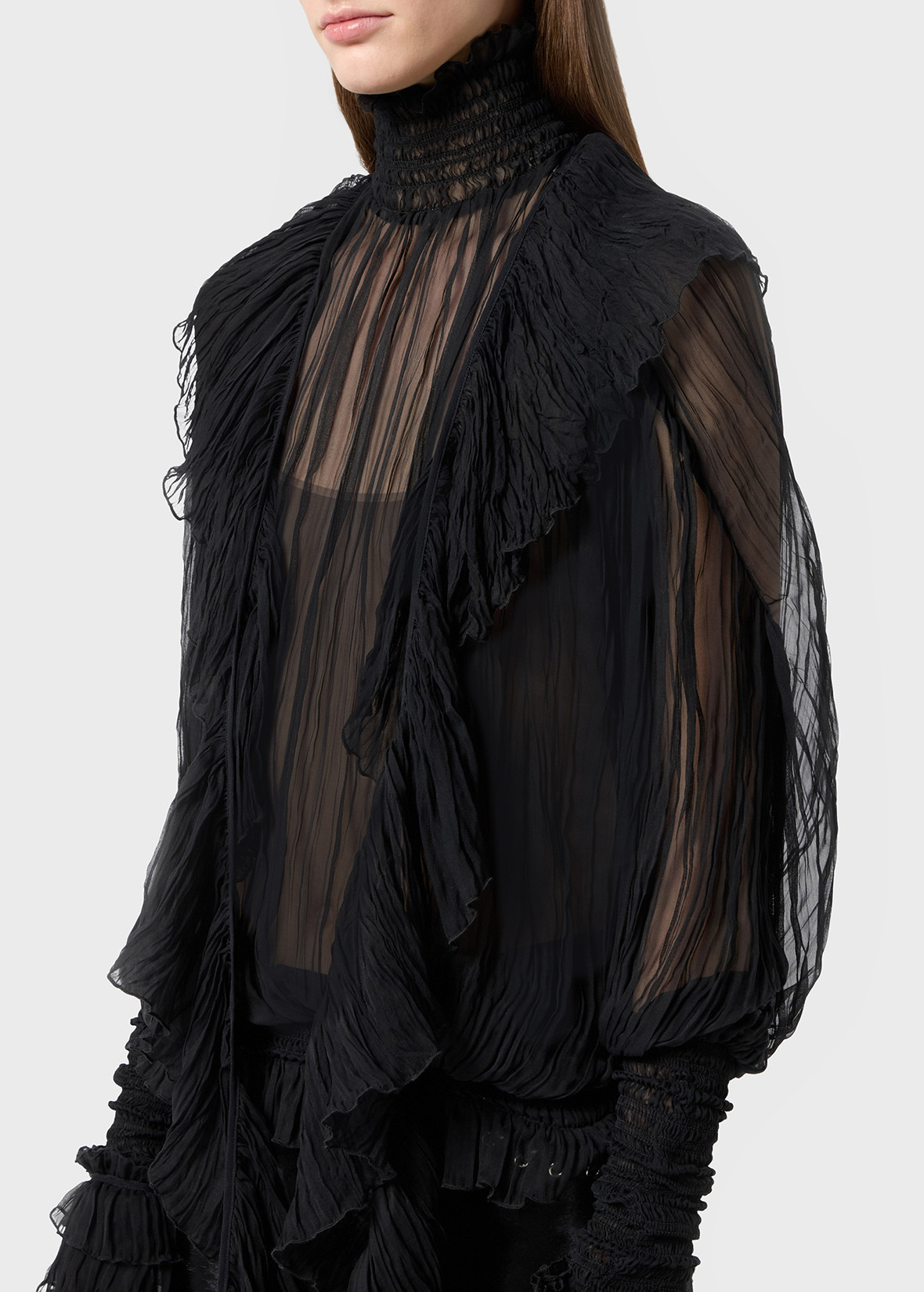 SILK CHIFFON BLOUSE WITH RUFFLES - 5