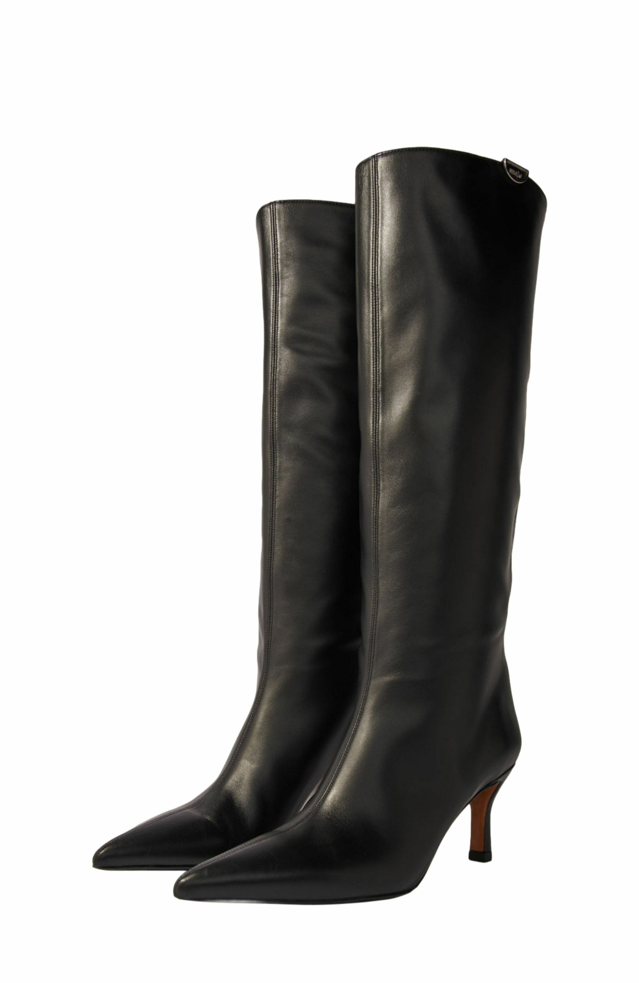 maje Pointed-toe leather boots in Black at Nordstrom - 3