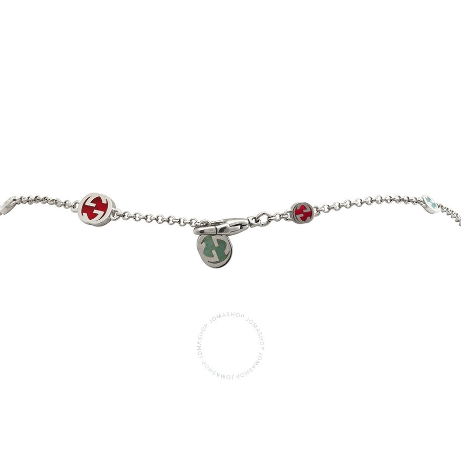 Gucci Sterling Silver Interlocking G Multicoloured Enamel Necklace - YBB728953001 - 4