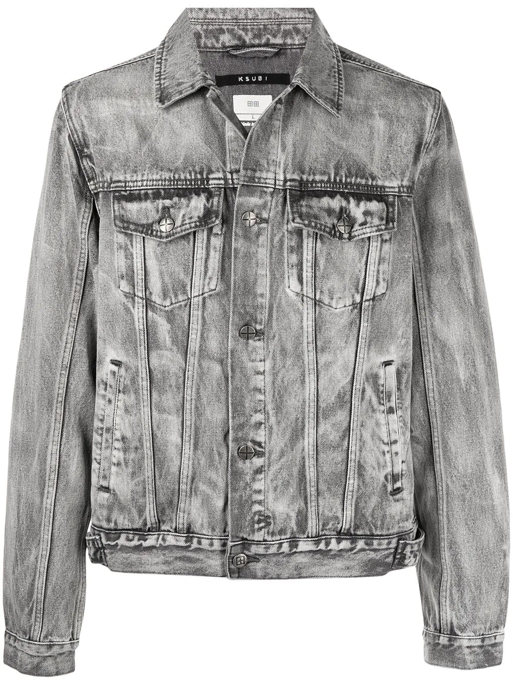 bleached-effect denim jacket - 1