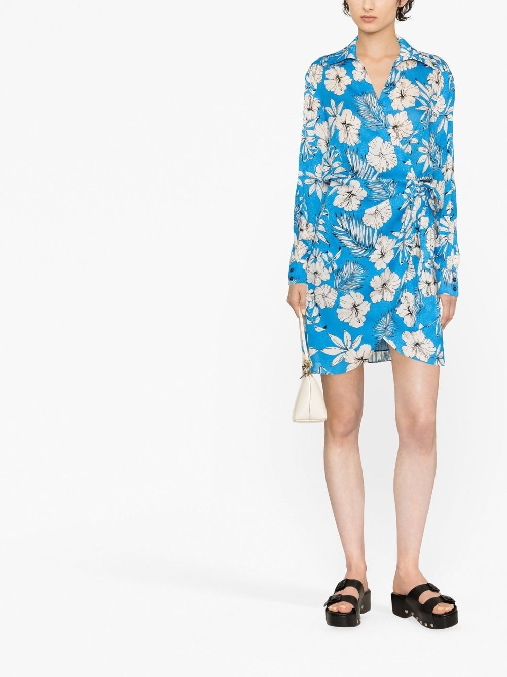 floral-print wrap style dress - 2