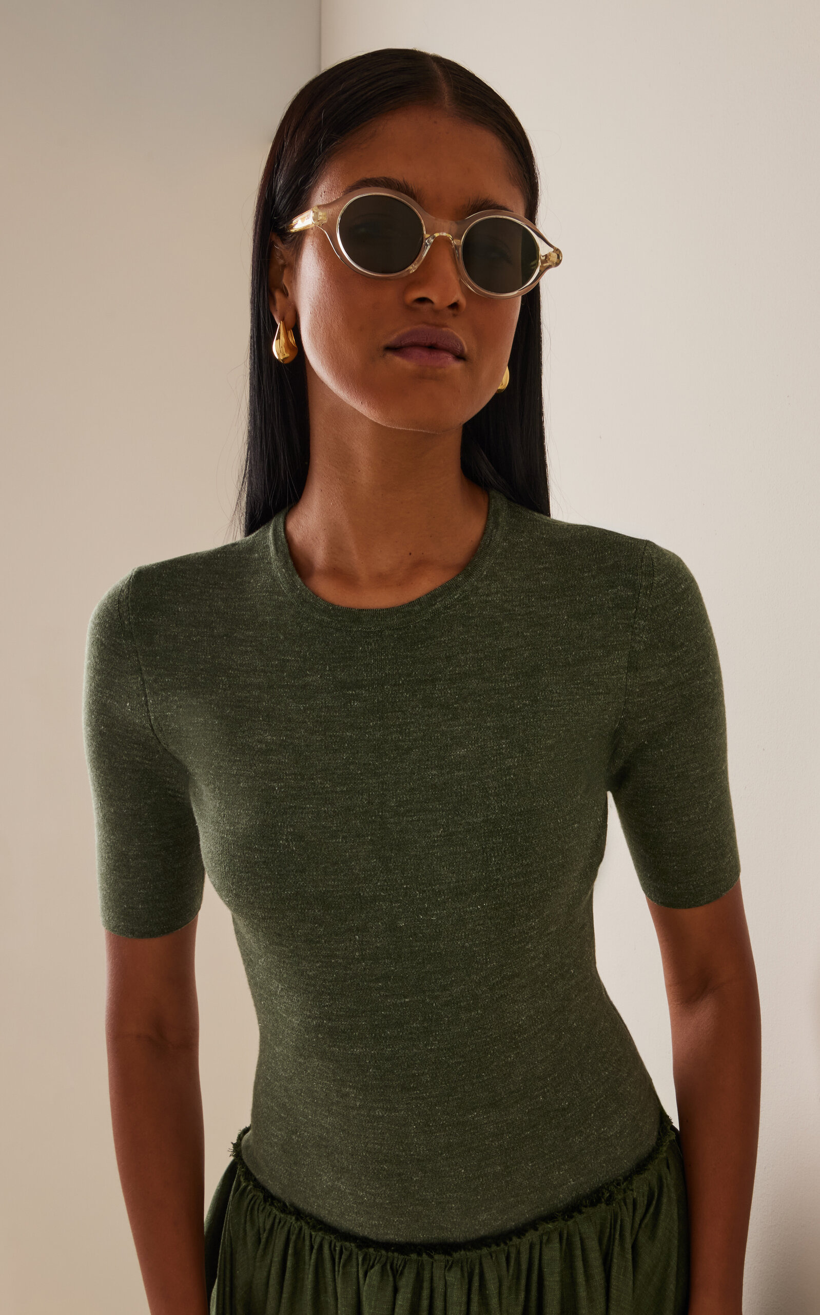 Epsilon Slim Round-Frame Acetate Sunglasses brown - 2