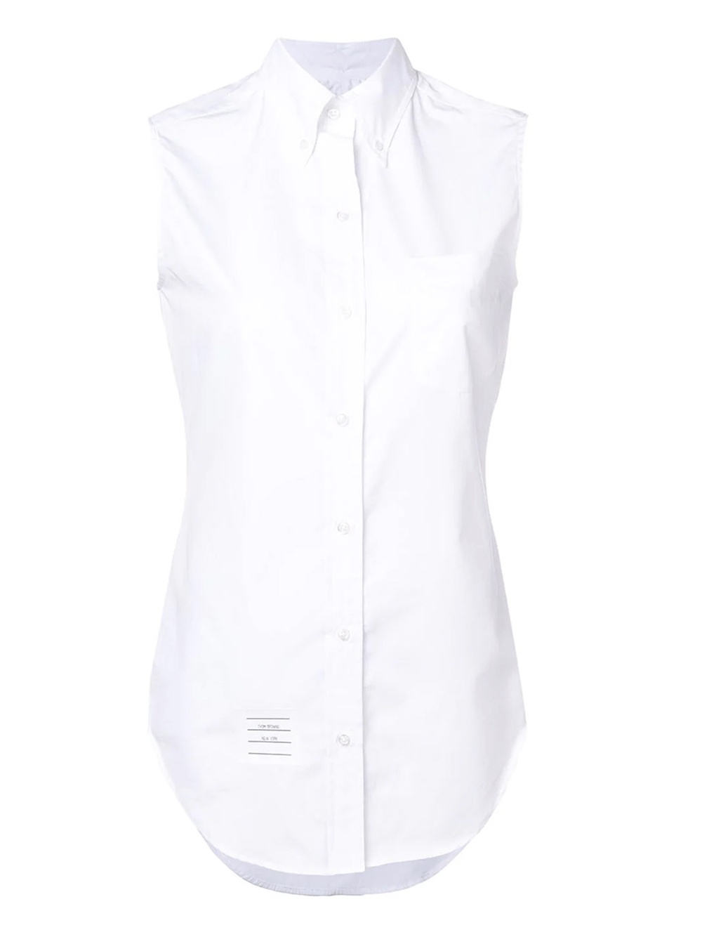 Tシャツ・カットソー THOM BROWNE CLASSIC SLEEVELESS POINT COLLAR SHIRT Thom Browne Classic Sleeveless Point Collar Top | club21