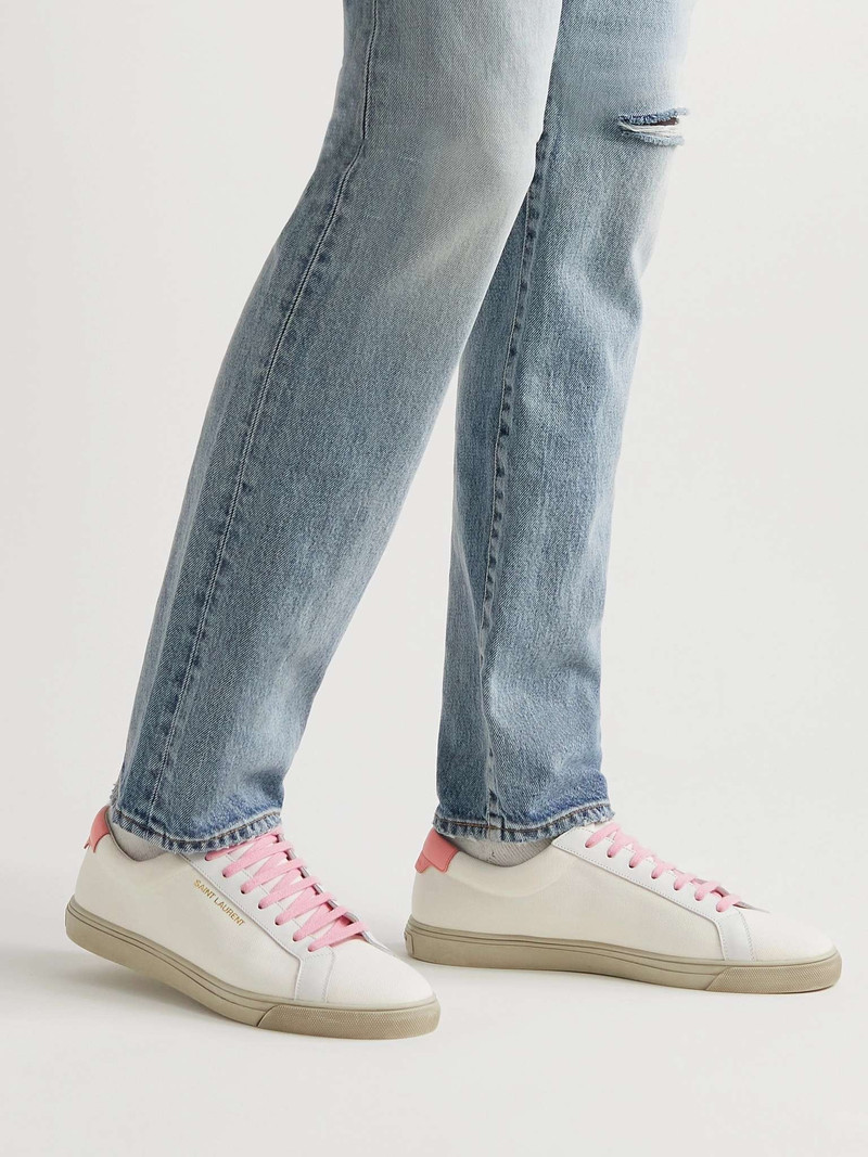 SAINT LAURENT Andy Leather-Trimmed Logo-Print Canvas Sneakers outlook