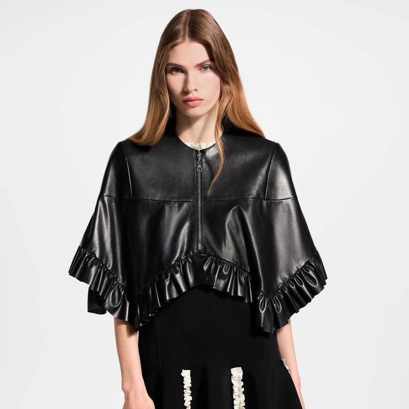 Ruffle Hem Leather Cape 2