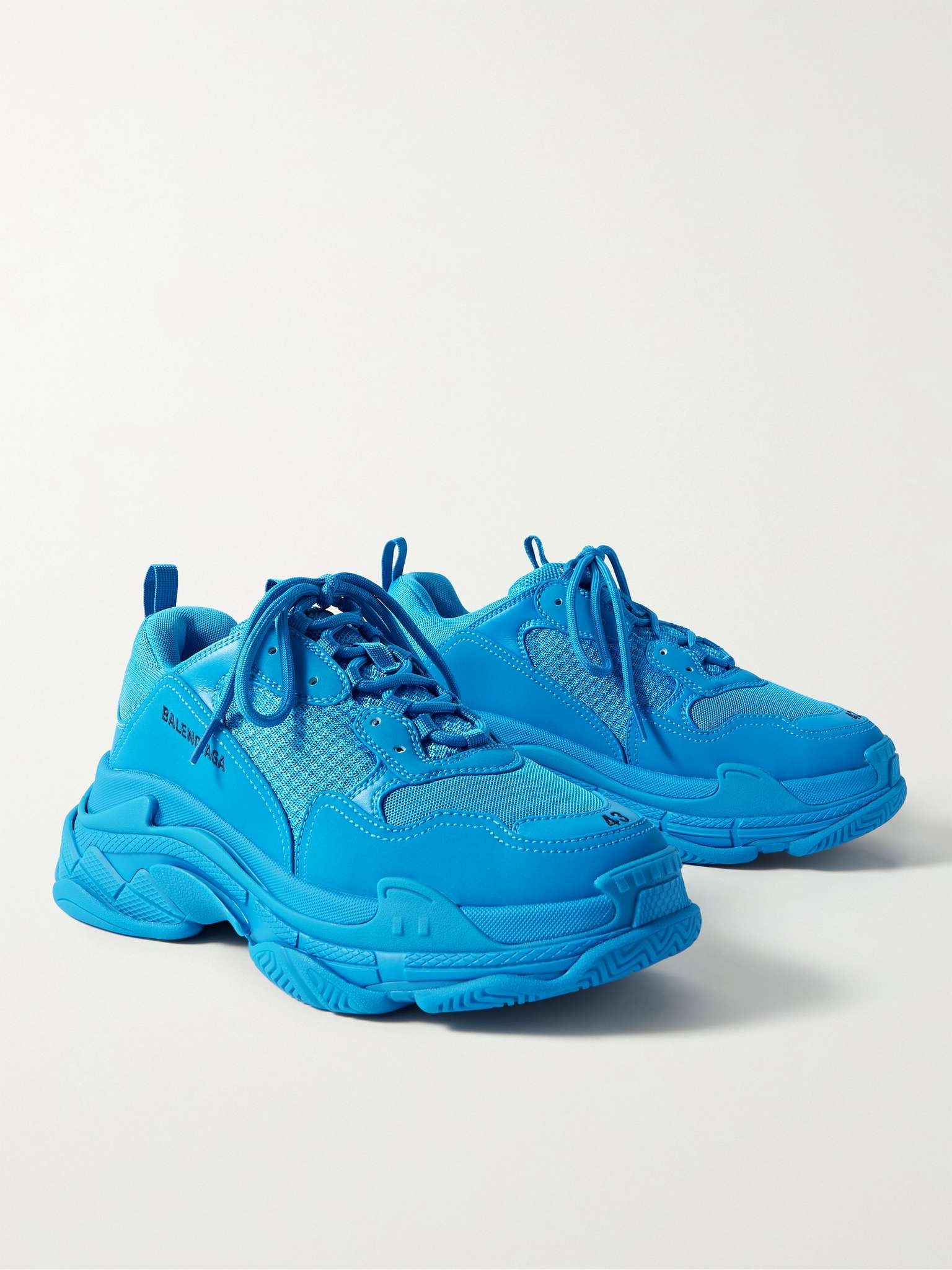 Triple S Mesh and Faux Leather Sneakers - 4