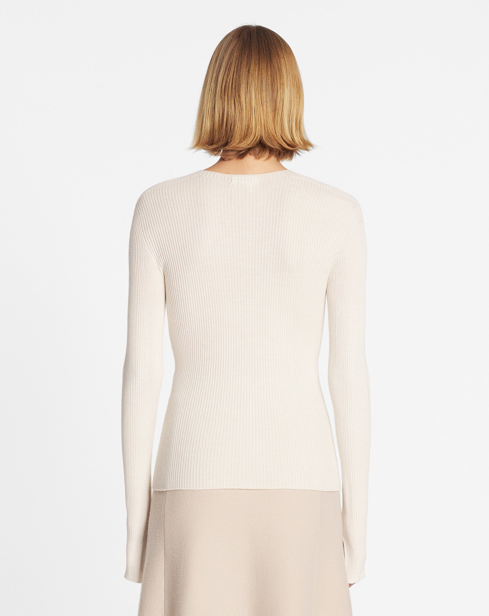 RIBBED SILK AND CASHMERE ROUND-NECK TOP - 4
