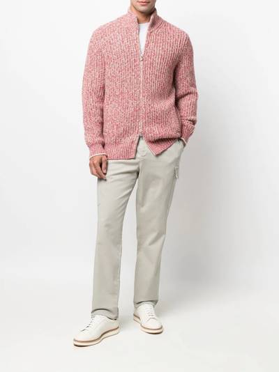 Brunello Cucinelli ribbed-knit zip-up cardigan outlook