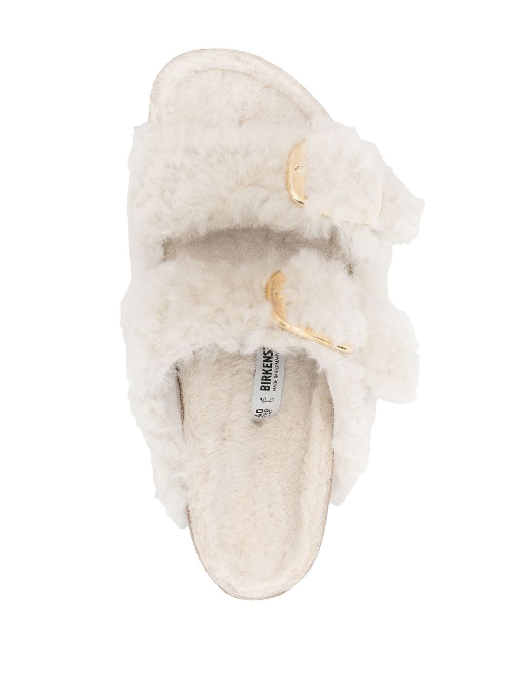 buckle-fastening shearling slides - 4