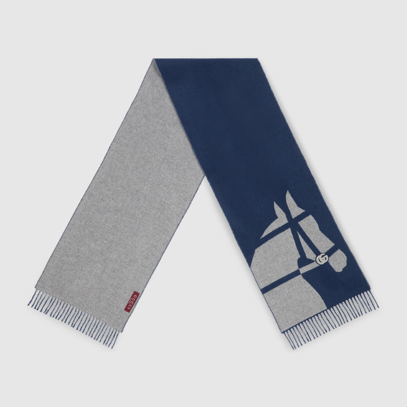 GUCCI Wool scarf with jacquard motif outlook