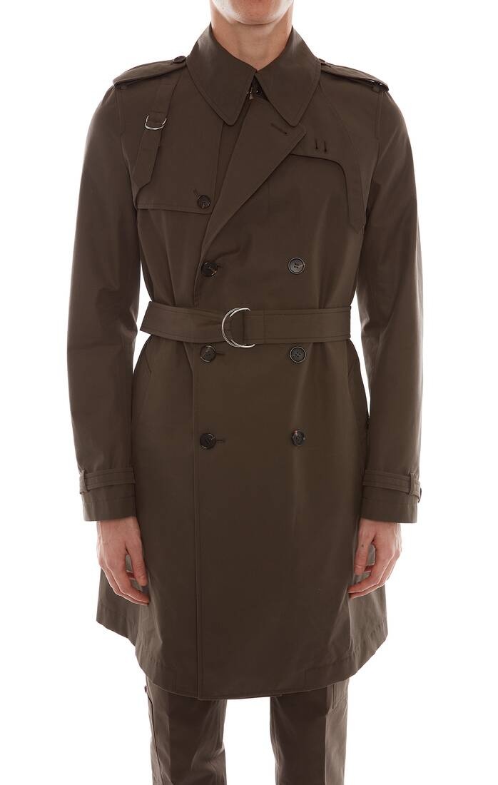 Men's McQueen Classic Harness Trench Coat in Khaki Green - 3