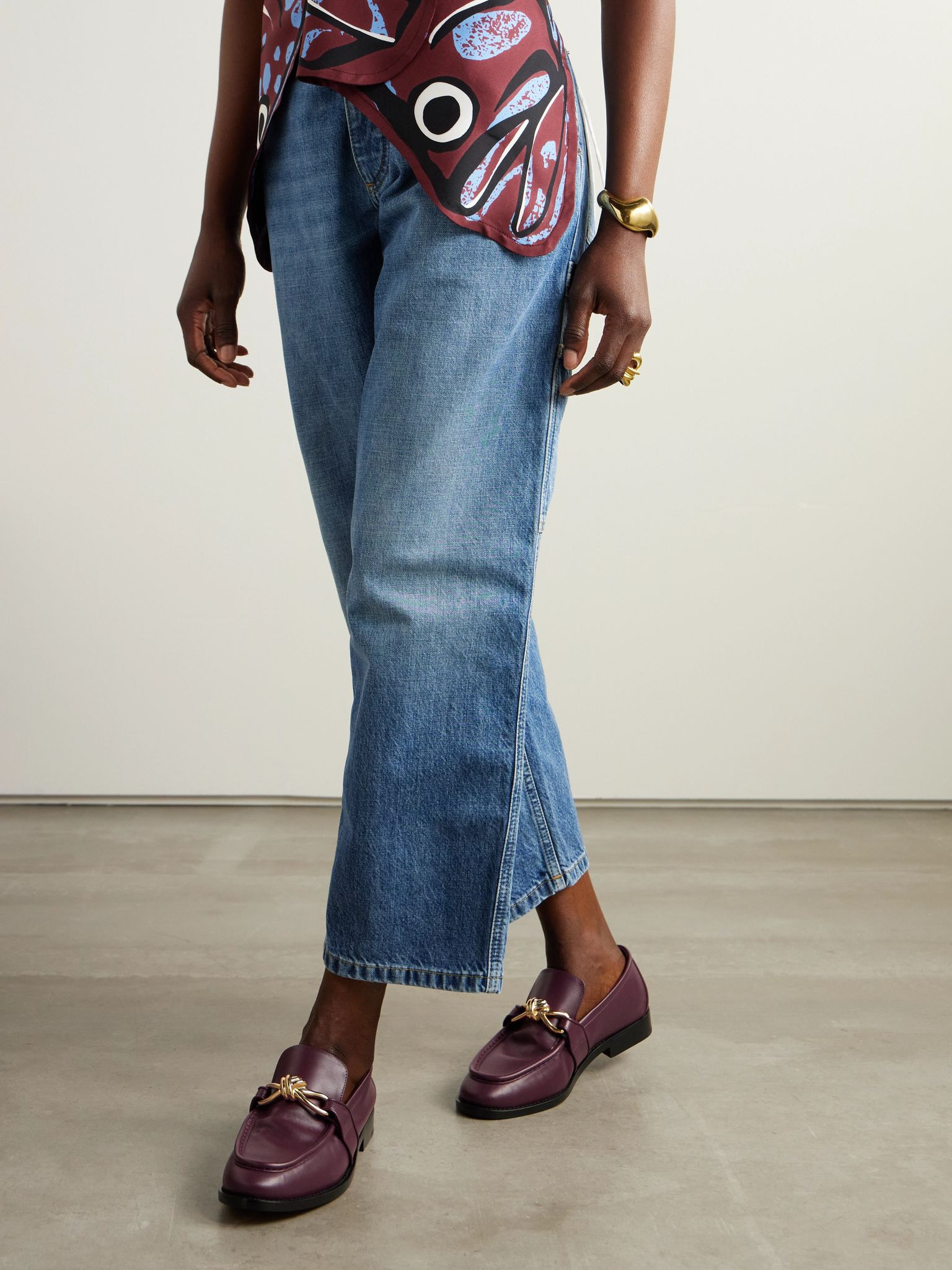 Astaire embellished leather loafers Burgundy - 2