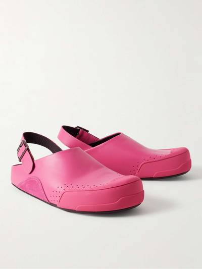 Marni Rubber and Suede-Trimmed Leather Clogs outlook