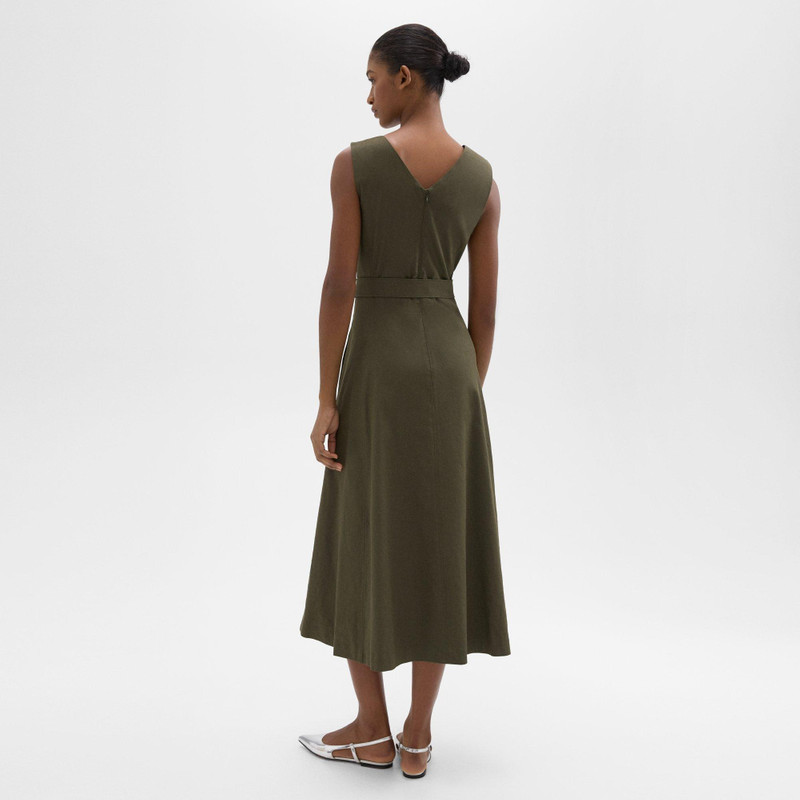 Theory V-Neck Volume Dress in Good Linen outlook