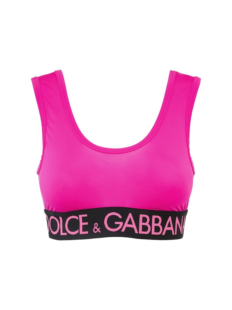 Logo stretch jersey crop top - 1