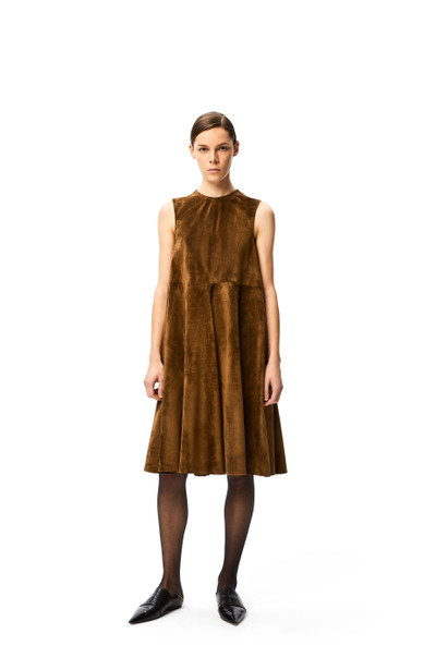 Loewe Flare midi dress in suede outlook